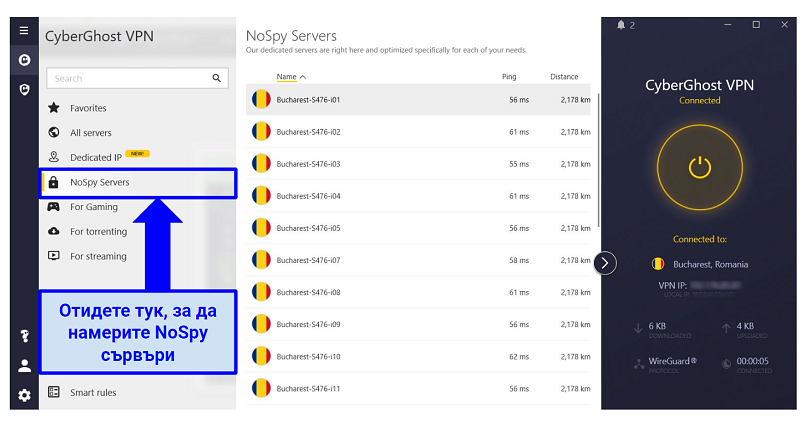 graphic showing NoSpy servers