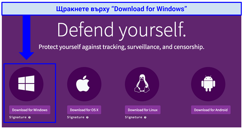 Screenshot of the Tor official website, where its software can be downloaded for various devices and browsers