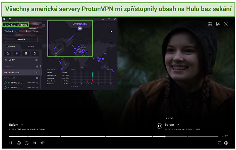 Proton VPN's US servers unblocking Hulu