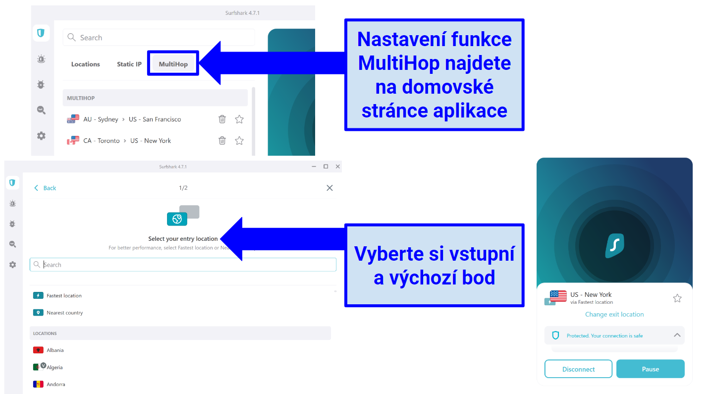 Screenshot showing how to create Dynamic MultiHop on Surfshark