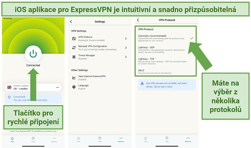 Screenshot of ExpressVPN's iOS app