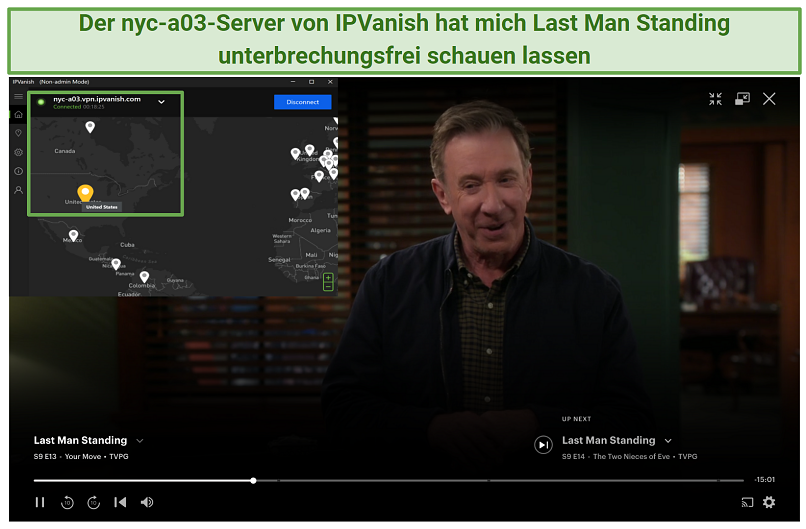 IPVanish's New York server unblocking Last Man Standing on Hulu