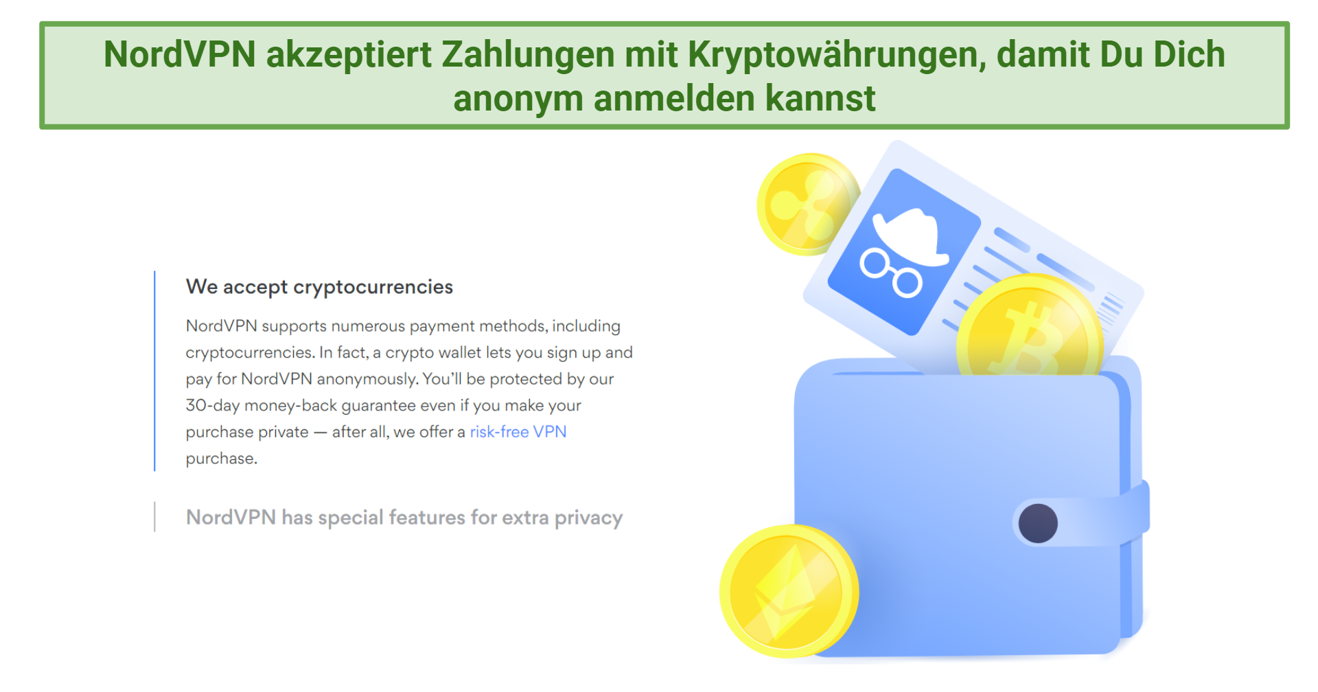 an image showing you can sign up for NordVPN using crypto