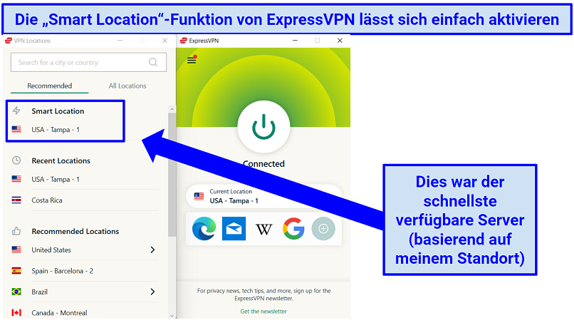 Instructions on how to use ExpressVPN's Smart Location feature