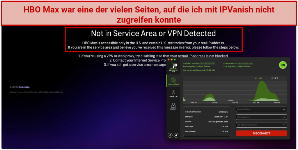 Graphic showing IPVanish with HBO Max