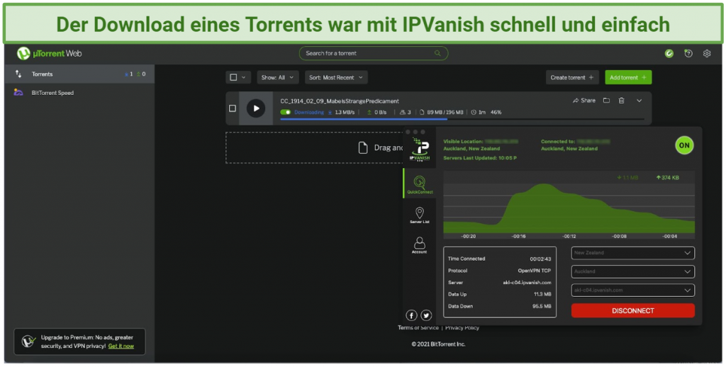 Graphic showing IPVanish and utorrent