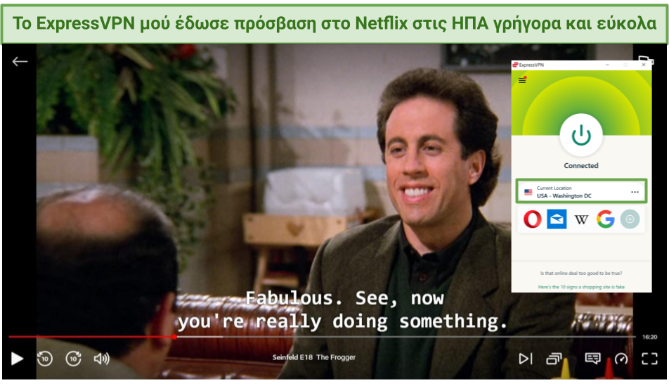 screenshot of ExpressVPN unblocking US Netflix