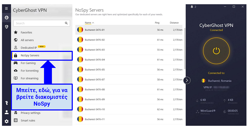 graphic showing NoSpy servers