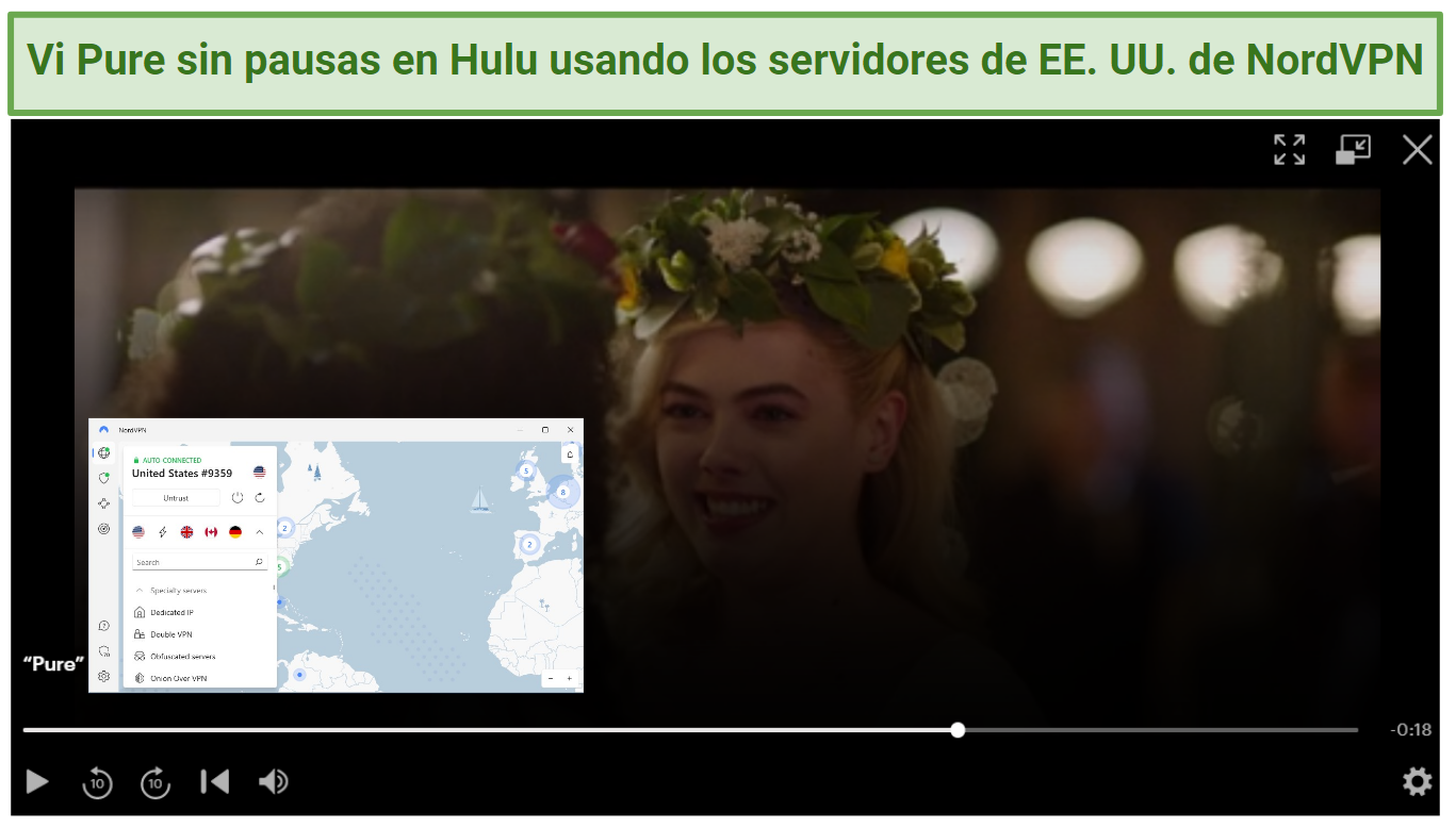 Image showing US series streaming on Hulu with NordVPN