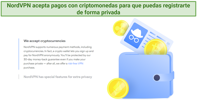 an image showing you can sign up for NordVPN using crypto