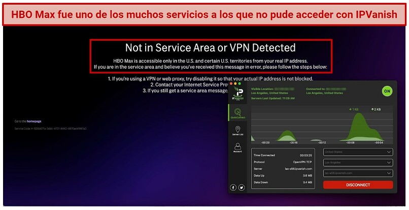 Graphic showing IPVanish with HBO Max
