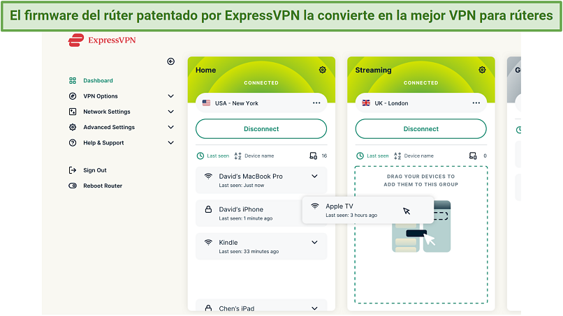 Screenshot of ExpressVPN's browser-based router firmware