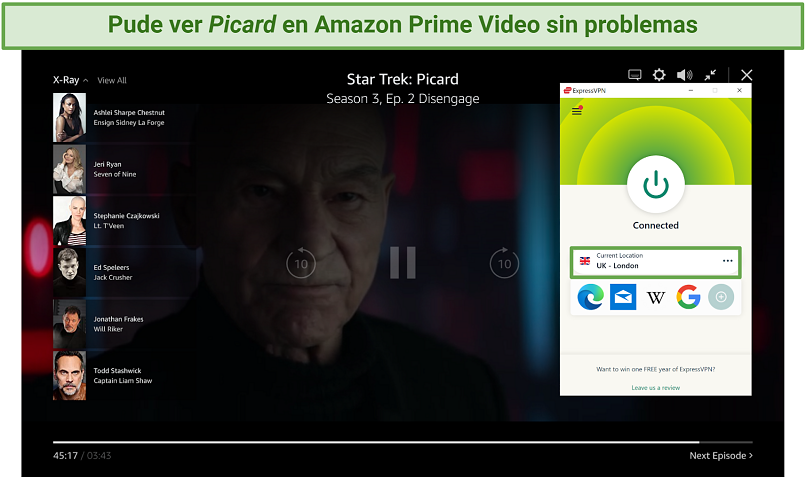 Screenshot of ExpressVPN streaming Picard on Amazon Prime Video