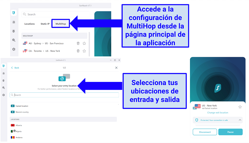 Screenshot showing how to create Dynamic MultiHop on Surfshark