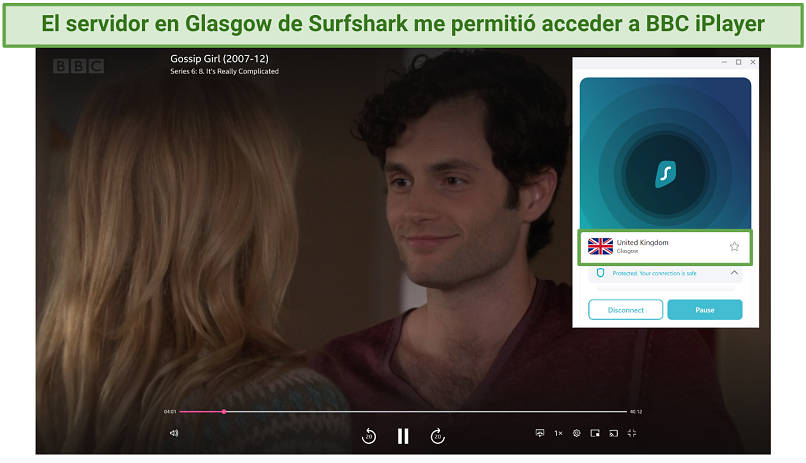 Screenshot of Surfshark unblocking BBC iPlayer on UK servers