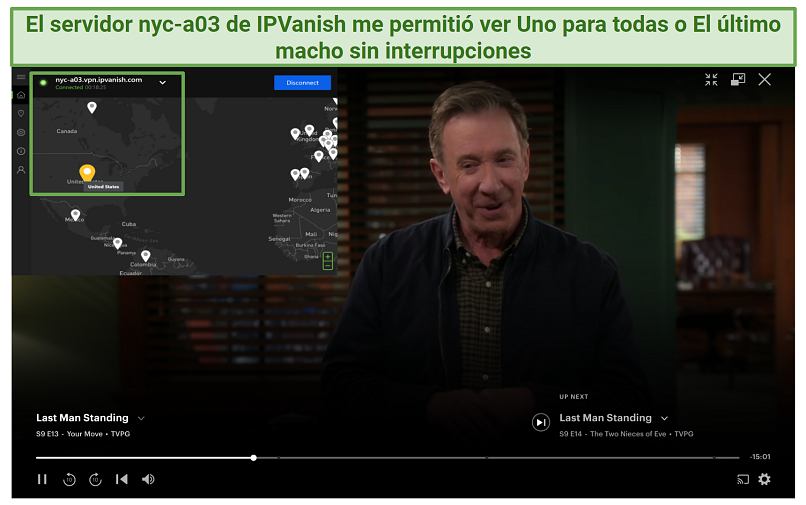 IPVanish's New York server unblocking Last Man Standing on Hulu