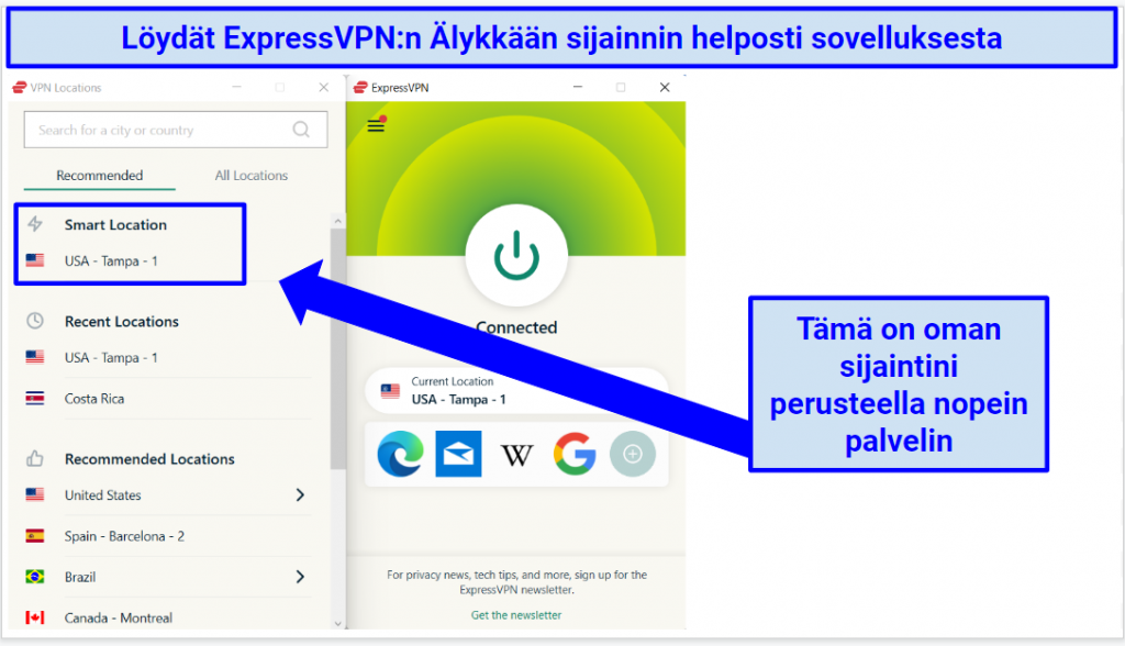 Instructions on how to use ExpressVPN's Smart Location feature