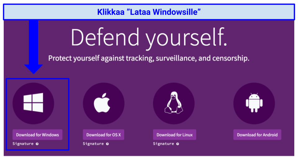 Screenshot of the Tor official website, where its software can be downloaded for various devices and browsers