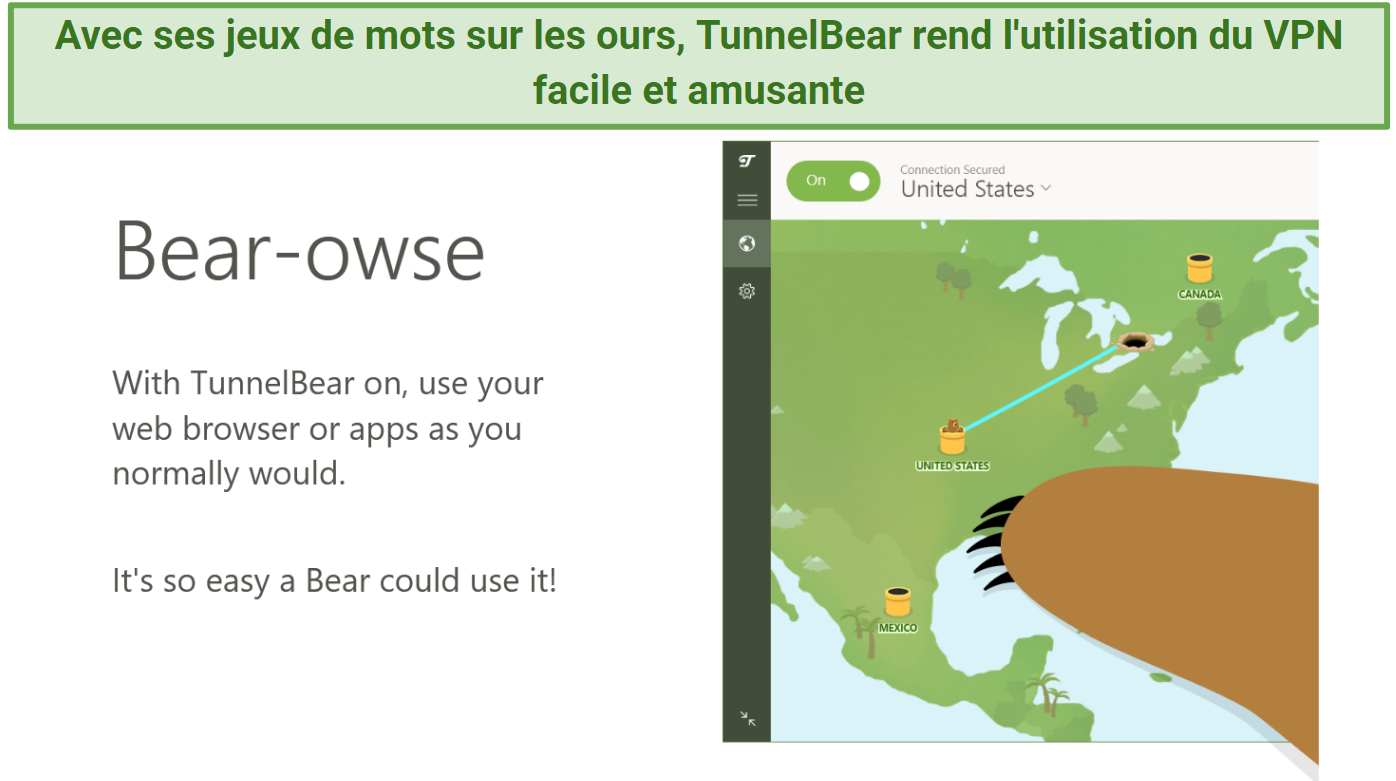 Screenshot showing part of the tutorial after installing TunnelBear