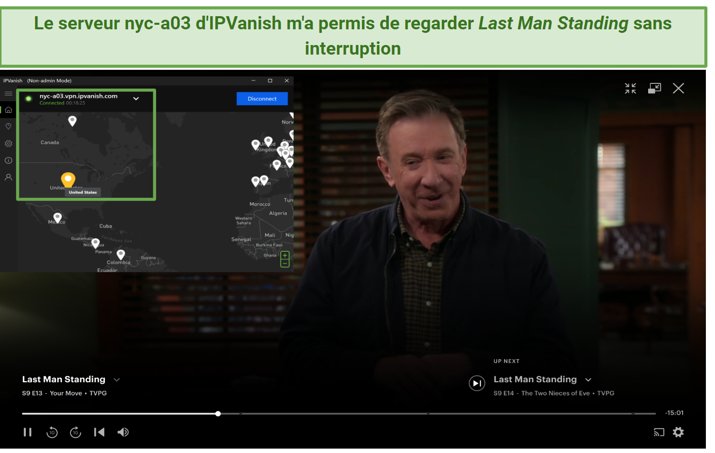 IPVanish's New York server unblocking Last Man Standing on Hulu