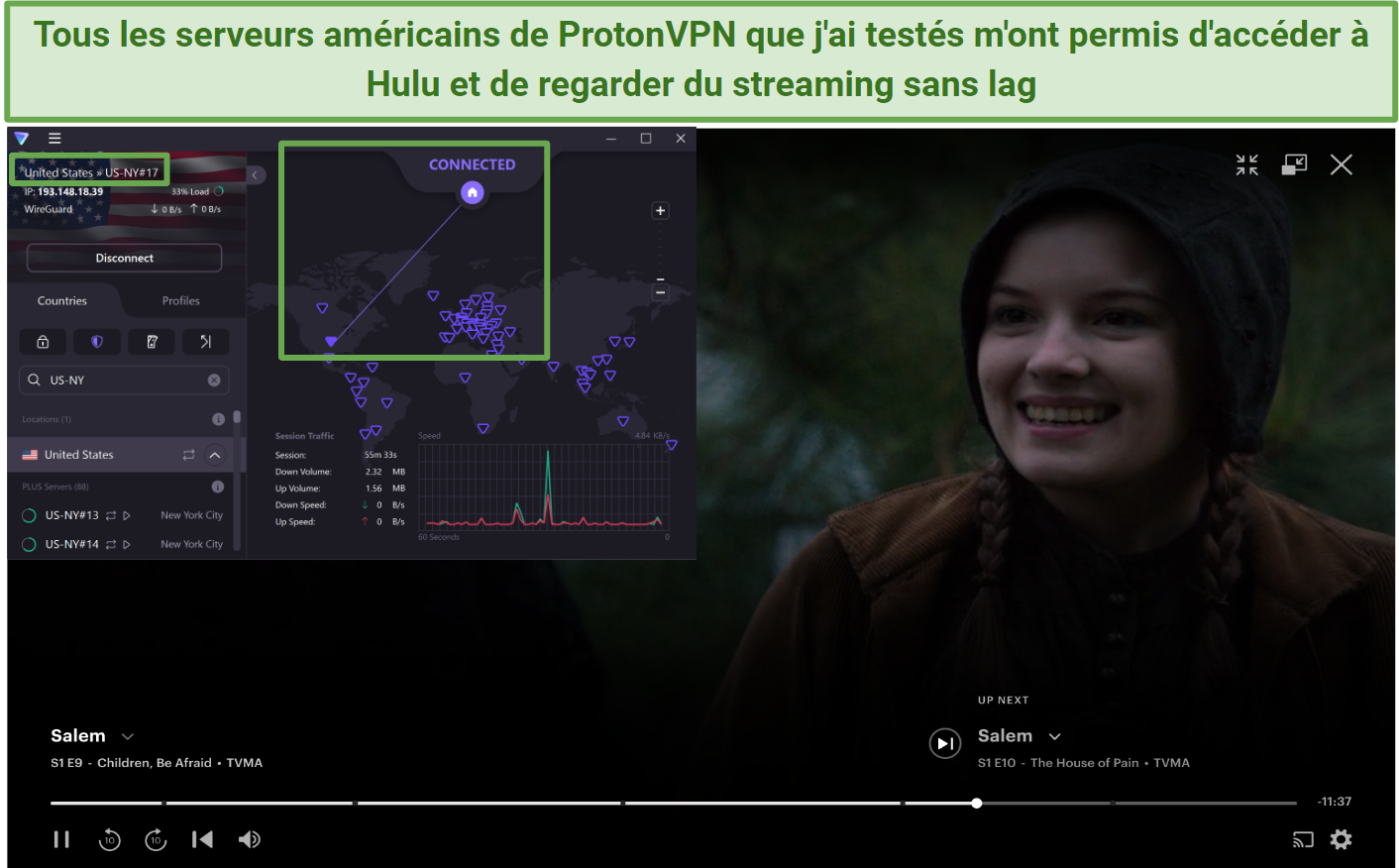 Proton VPN's US servers unblocking Hulu