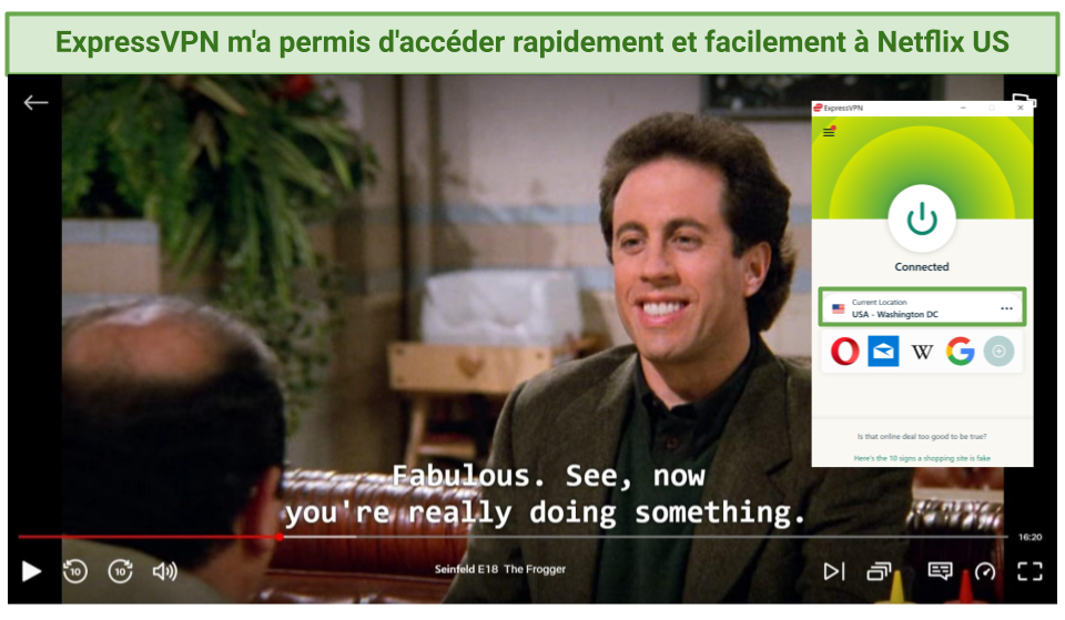 screenshot of ExpressVPN unblocking US Netflix