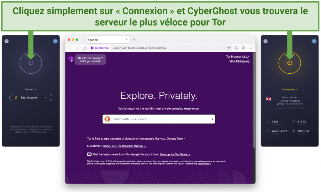 Screenshot showing how simple it is to connect to a server on the CyberGhost app