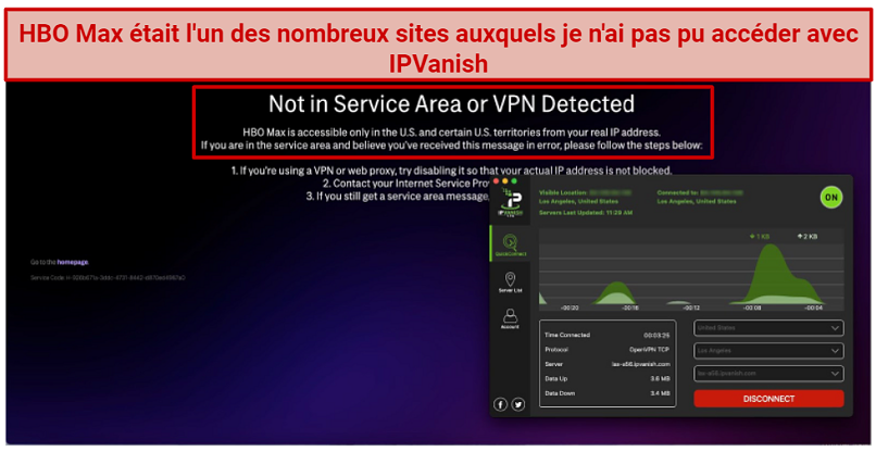 Graphic showing IPVanish with HBO Max