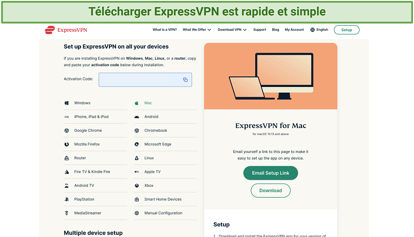 Screenshot of ExpressVPN website highlighting where to download the app for Windows