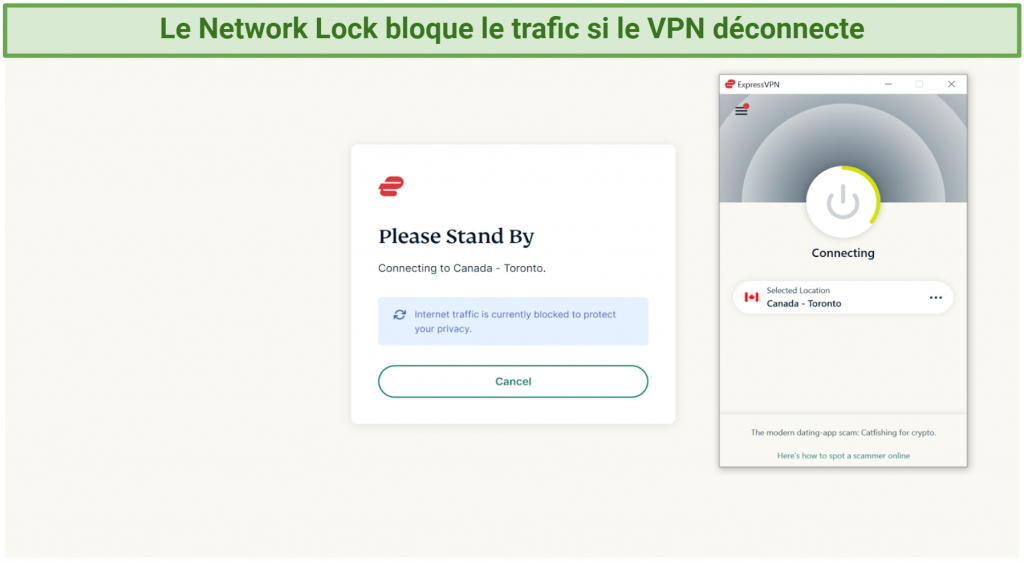 Screenshot of testing ExpressVPN kill switch