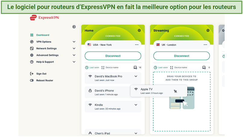 Screenshot of ExpressVPN's browser-based router firmware