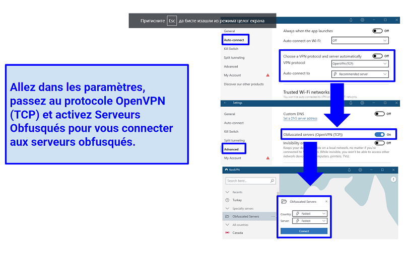 A screenshot of NordVPN's obfuscated server settings