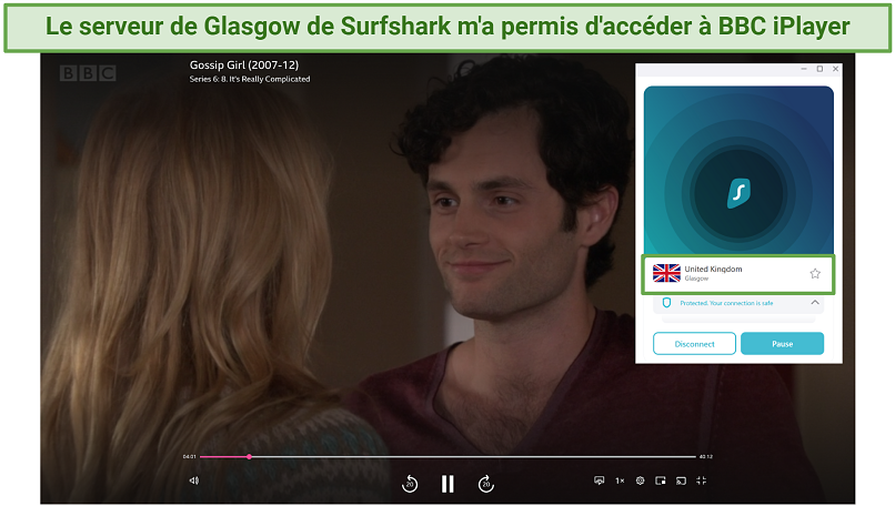 Screenshot of Surfshark unblocking BBC iPlayer on UK servers