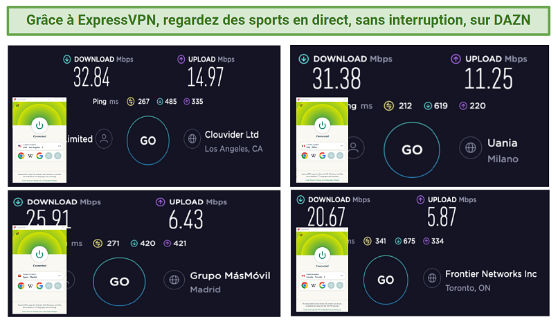 A screenshot showing ExpressVPN let me watch DAZN with zero buffering.