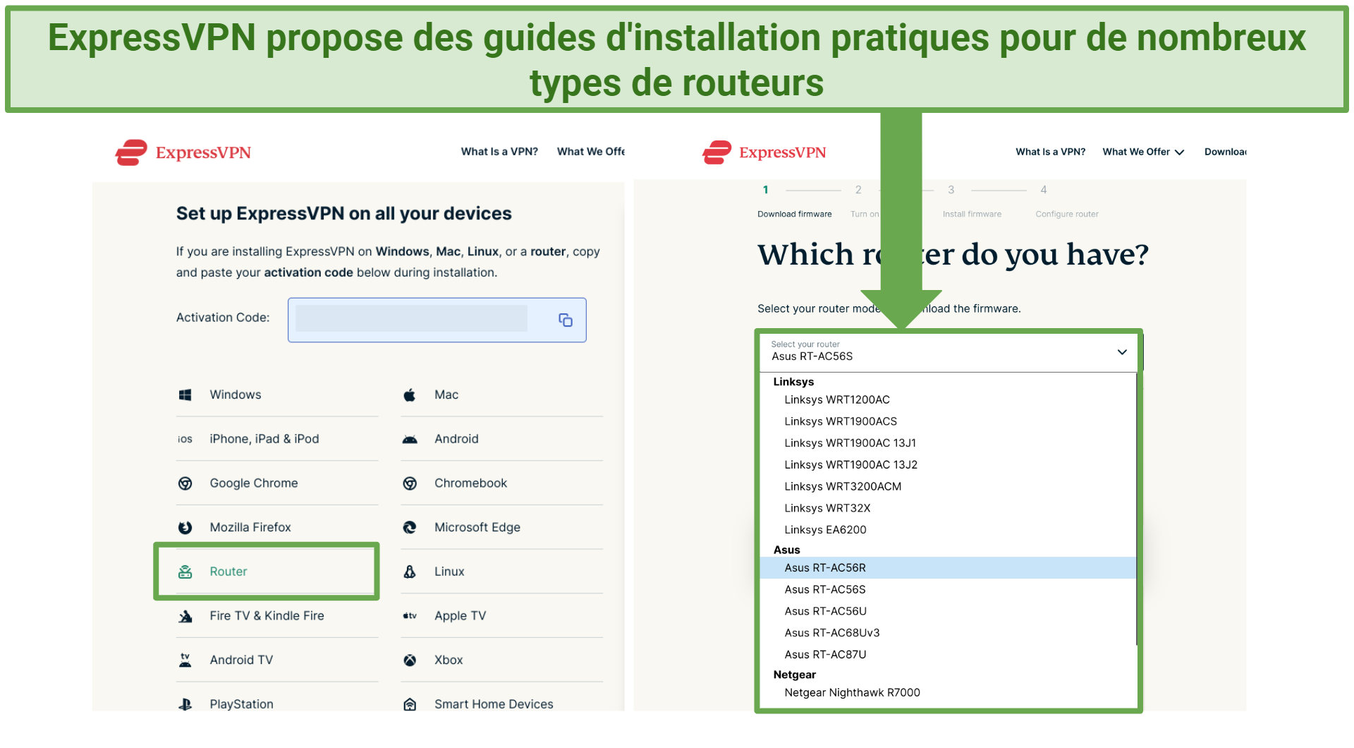 Screenshot of ExpressVPN's download page leading to setup guide for router