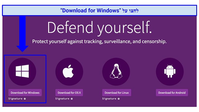 Screenshot of the Tor official website, where its software can be downloaded for various devices and browsers