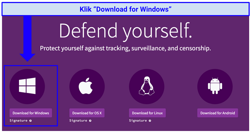 Screenshot of the Tor official website, where its software can be downloaded for various devices and browsers