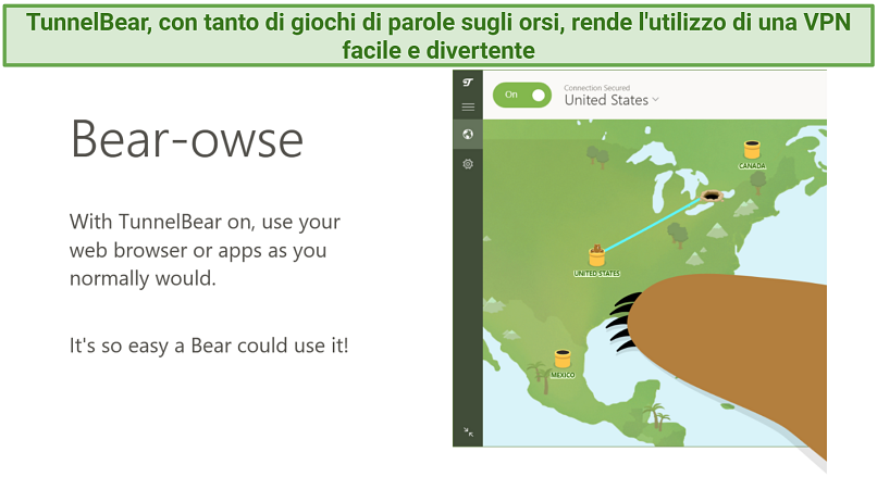 Screenshot showing part of the tutorial after installing TunnelBear