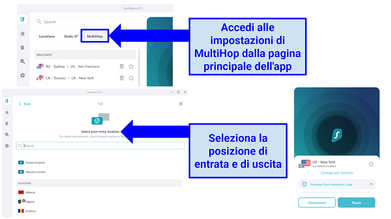 Screenshot showing how to create Dynamic MultiHop on Surfshark