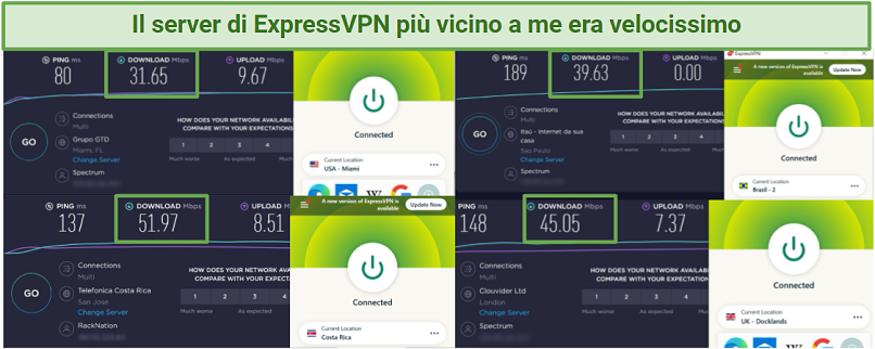 Ookla speedtest showing a result of 51.97 Mbps for ExpressVPN's San Jose server