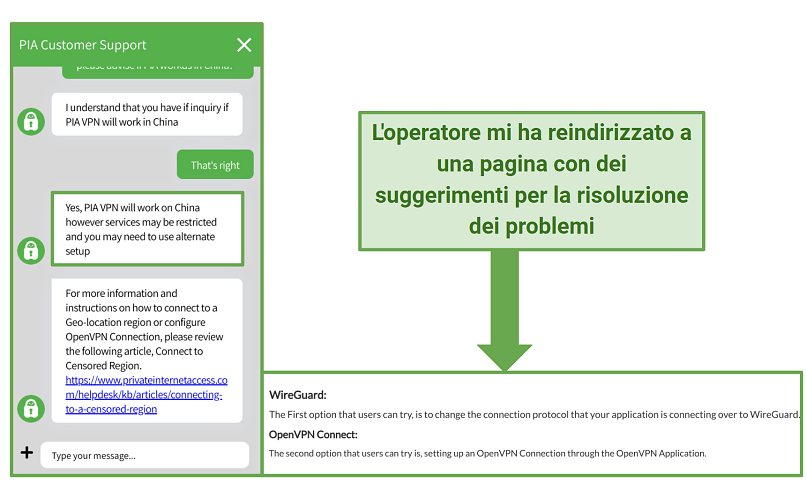 PIA's customer support agent confirmed that it will work in China