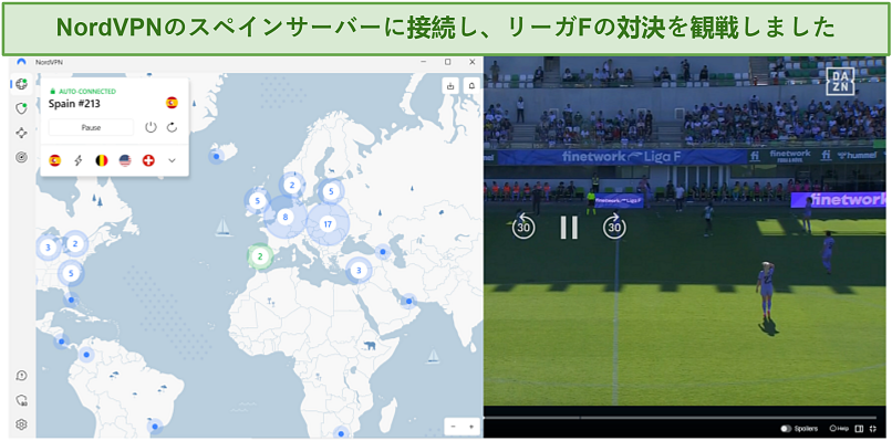 Watching the Liga F matchup in Madrid using NordVPN's Spanish server