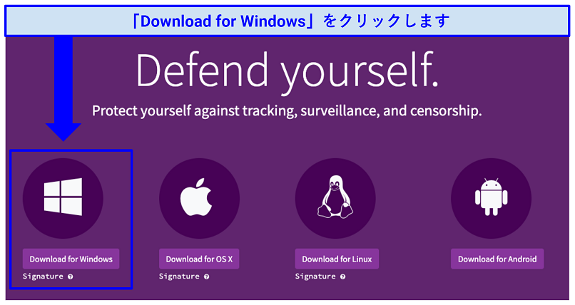 Screenshot of the Tor official website, where its software can be downloaded for various devices and browsers