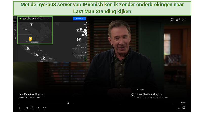 IPVanish's New York server unblocking Last Man Standing on Hulu