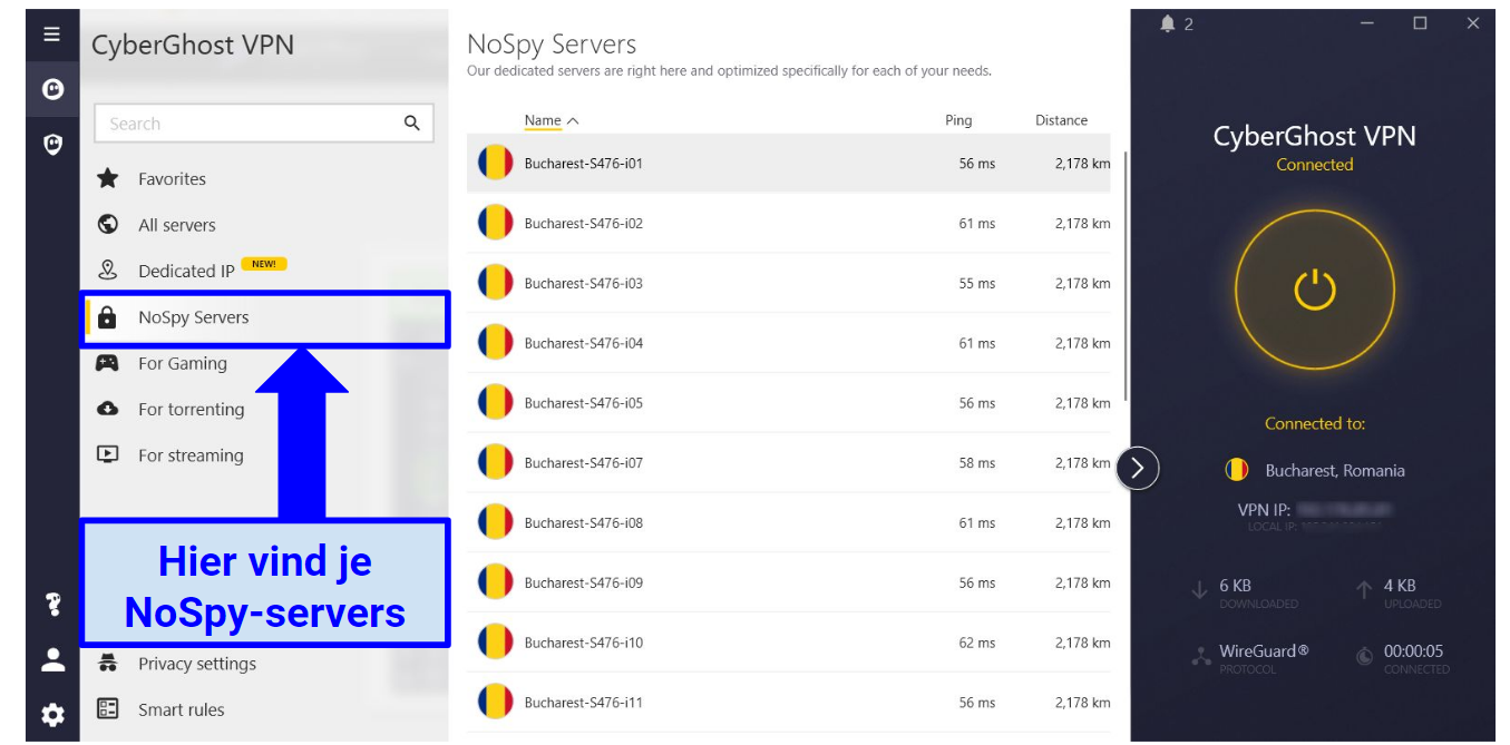 graphic showing NoSpy servers