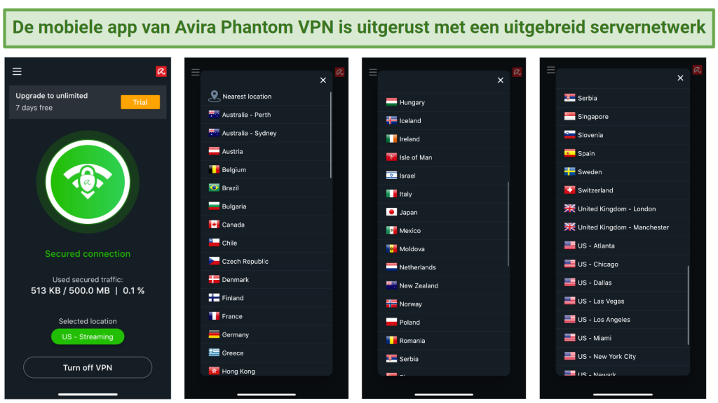 Screenshot of Avira's mobile app