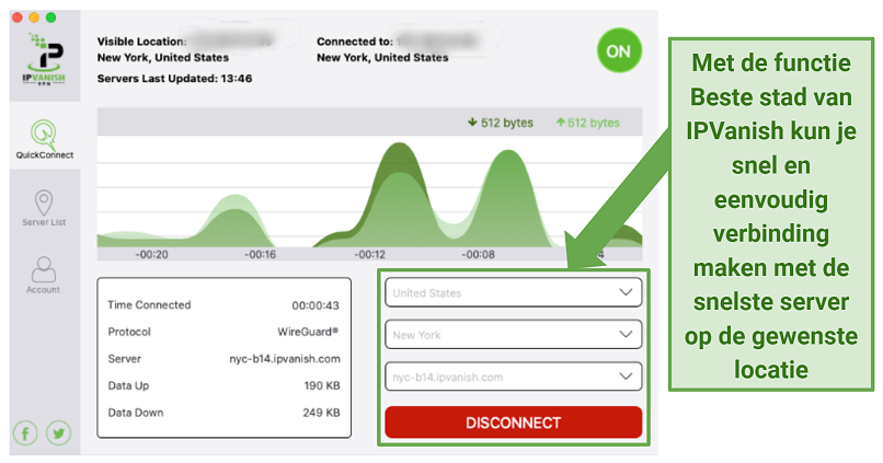 Screenshot showing IPVanish's 