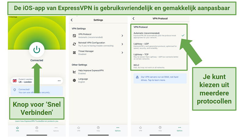 Screenshot of ExpressVPN's iOS app