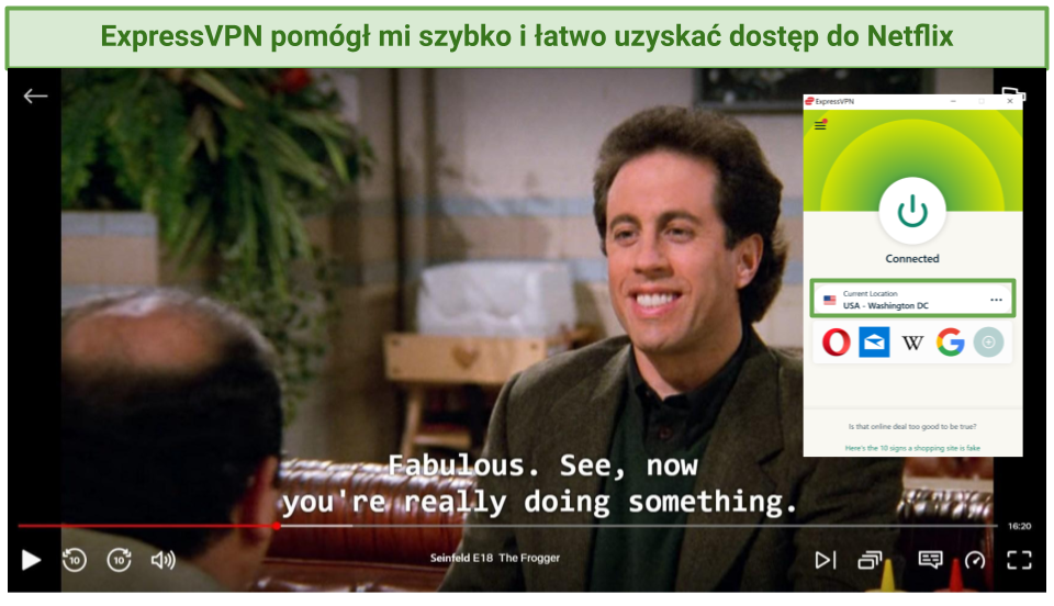screenshot of ExpressVPN unblocking US Netflix