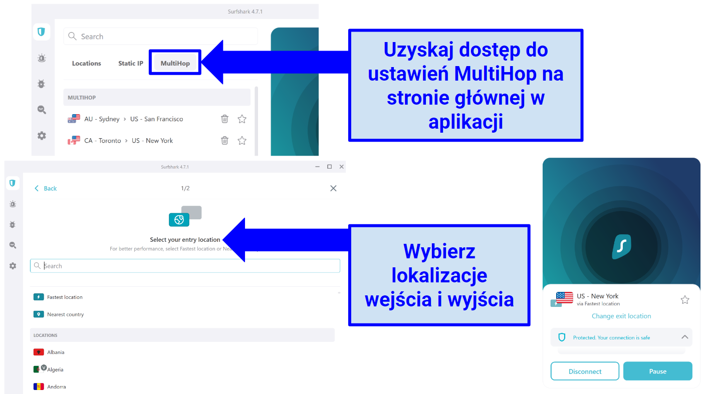 Screenshot showing how to create Dynamic MultiHop on Surfshark